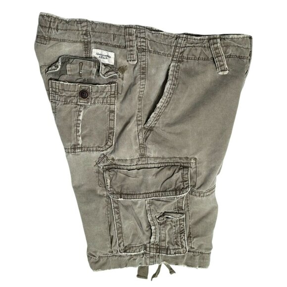 Y2K Abercrombie Fitch Cargo Shorts Mens 31 Military Paratrooper Distressed Green - Picture 7 of 14